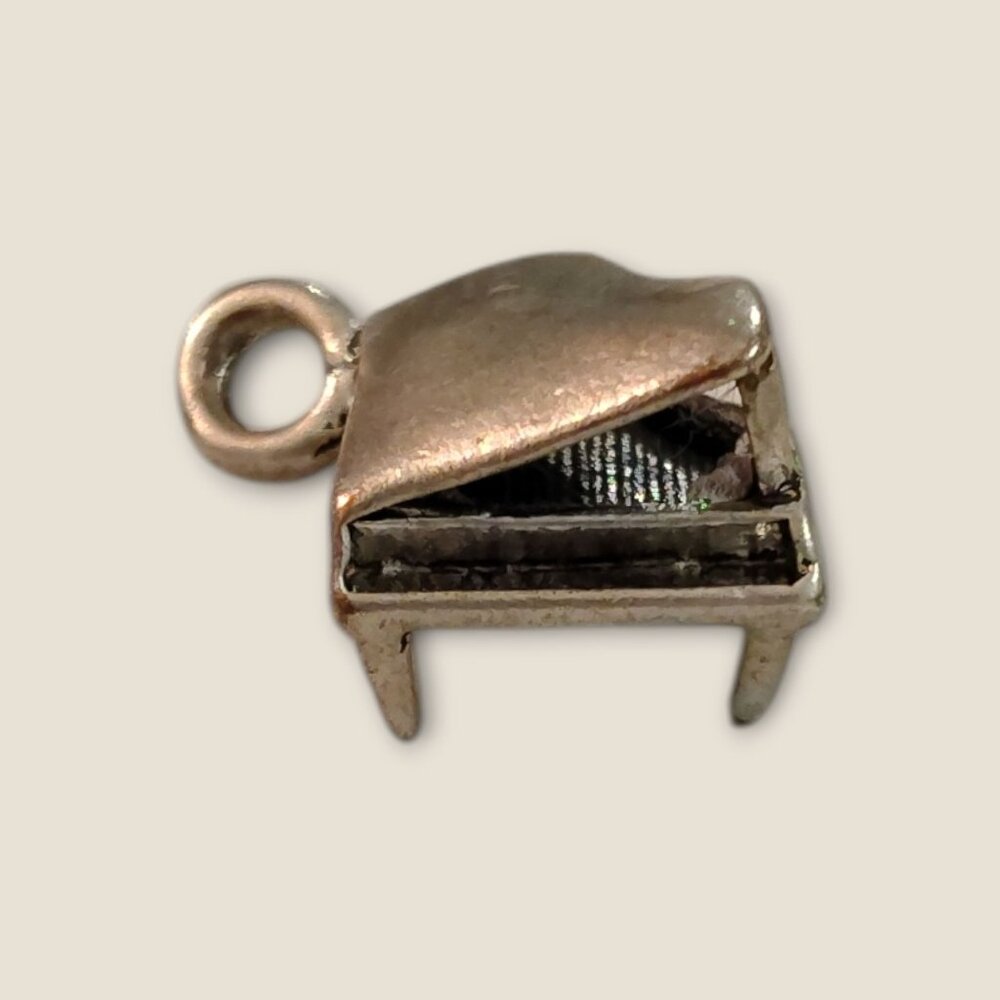 Sterling Silver 3D Grand Piano for  Charm Bracelet or Pendant